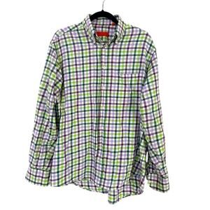 Bruli Swiss Made Checkered Ginaham Button Down Shirt L Preppy Switzerland